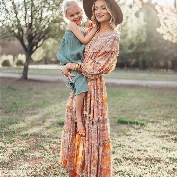 Long Sleeve Boho Floral Gypsy Print Maxi Dress - Picture 8 of 16